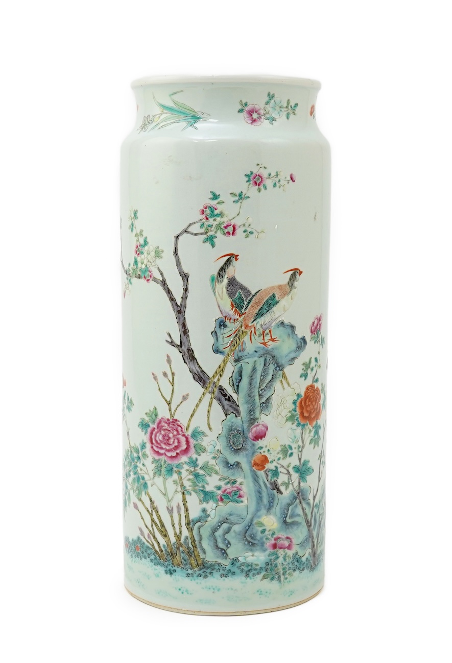 A Chinese famille rose ‘pheasant’ sleeve vase, 19th century